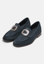 Load image into Gallery viewer, Bunad shoes in Buxton Navy Nubuck with oxidized silver
